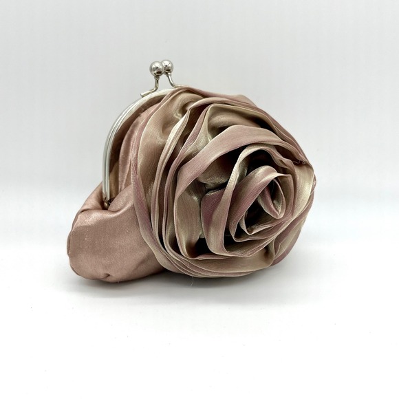 J&X Rose Evening‎ Bag Kiss Lock Clutch Purse Formal Occasion - Picture 1 of 11